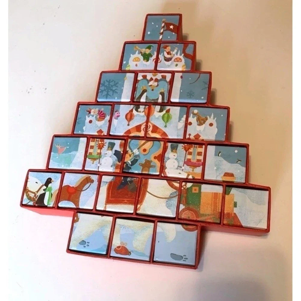 2007 STARBUCKS CHRISTMAS TREE ADVENT CALENDAR REVERSIBLE GIFT DRAWERS USED EMPTY